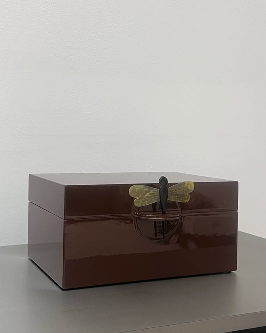 CAJA LIBELULA ESMTALTADA XL CHOCOLATE